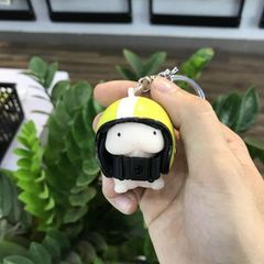 Móc Khóa Bé Ciu Đội Nón Bảo Hiểm Đáng Yêu - Phụ Kiện Trang Trí Chìa Khóa, Túi Xách Bằng Silicon Mềm Dẻo, Mũ Nhựa Chất Lượng