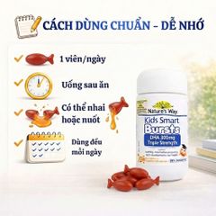 Viên Nhai Bổ Sung DHA Cho Trẻ Em Nature’s Way Kids Smart Bursts 300mg Triple Strength - Hương Vị Trái Cây, Dinh Dưỡng Hằng Ngày