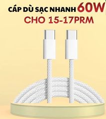 Cáp Sạc Nhanh PD 60W Type-C cho iPhone 15-17 - Dây Bện Chống Rối, Bền Bỉ, Hỗ Trợ PD 3.0, Tặng Que Chọt Sim Tiện Dụng