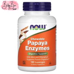 Viên Nhai Enzyme Đu Đủ NOW Foods - Hỗ Trợ Tiêu Hóa Tự Nhiên, Giảm Đầy Hơi, Khó Tiêu - 180 Viên Dễ Dùng
