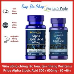 Viên uống Alpha Lipoic Acid Puritan’s Pride - Hỗ trợ trẻ hóa, làm sáng da, giảm nám, giúp trí nhớ,