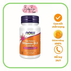 Viên uống NOW Vitamin D-3 2000 IU - Tăng Cường Miễn Dịch, Bổ Sung Canxi Cho Xương Khỏe, Hỗ Trợ Sức Khỏe Tim Mạch