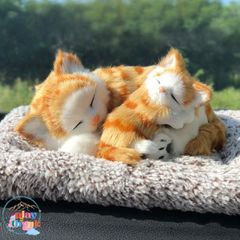 Mèo Vằn Vàng Bông 99% Khử Mùi - Thú Bông Hoạt Tính Trang Trí Xe Hơi, Bố Mẹ Con Nằm Ngủ Dễ Thương, Cải Thiện Không Khí Trong Xe