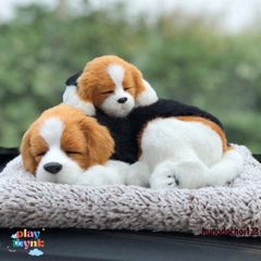 Bông Thú Cún Mèo Nhạt Đôi - Chó Vàng Thật 99% Lõi Than Hoạt Tính Khử Mùi, Trang Trí Xe Hơi Đáng Yêu, Sức Khỏe Gia Đình