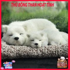 Thú Bông Khử Mùi Chó Trắng Than Hoạt Tính - Phụ Kiện Đáng Yêu Trang Trí Ô Tô và Không Gian Sống Trong Lành