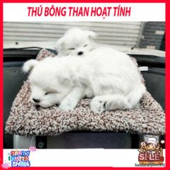 Thú Bông Khử Mùi Chó Trắng Than Hoạt Tính - Phụ Kiện Đáng Yêu Trang Trí Ô Tô và Không Gian Sống Trong Lành