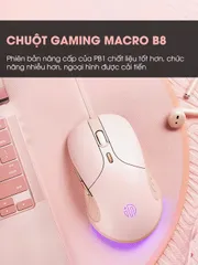 Chuột Gaming Có Dây BAK B8 - Chuột Im Lặng 6 Nút 8800 DPI Cho Game Thủ Nữ, Thiết Kế Đẹp Màu Sắc Tươi Tắn