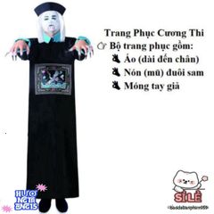 Bộ Trang Phục Halloween Cương Thi Đen Trắng và Diêm Vương Pháp Sư Cho Người Lớn - Hóa Trang Ấn Tượng cho Lễ Hội Cosplay