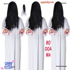 Bộ Trang Phục Halloween Tóc Trắng Xõa - Áo Choàng Thầy Pháp Ma Quái Cho Tiệc Hóa Trang và Cosplay