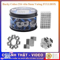Bucky Cubes - Bộ Nam Châm 216 Viên 5mm Hình Vuông Màu Bạc Trong Hộp Nhôm Sang Trọng - Đồ Chơi Xếp Hình Sáng Tạo và Giải Tỏa Căng Thẳng