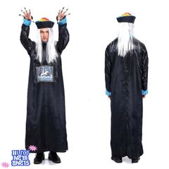 Bộ Trang Phục Halloween Cương Thi Kinh Dị Kèm Mặt Nạ & Tóc Giả - Trang Phục Hóa Trang Thầy Pháp Sư Cho Bữa Tiệc Cosplay