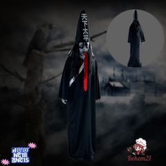 Bộ Hóa Trang Kinh Dị Hắc Bạch Vô Thường - Trang Phục Halloween Cho Người Lớn, Áo Dài Thời Thượng và Bảng Cảm Hứng Phép Thuật