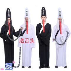 Bộ Trang Phục Halloween Ma Quái Đen Trắng - Thời Trang Huyền Bí Dành Cho Người Lớn và Trẻ Em Từ 4 Tuổi trở lên