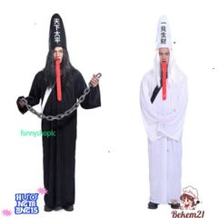 Bộ Trang Phục Halloween Cương Thi Hắc Bạch Đầy Ma Mị Dành Cho Người Lớn - Cosplay Diêm Vương, Pháp Sư, Hắc Bạch Vô Thường, Đồ Hóa Trang ấn Tượng
