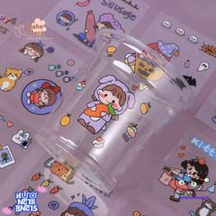 Set Sticker Vuông Dễ Thương - Bộ Trang Trí Sổ Tay, Laptop & Điện Thoại, Hình Nhân Vật Hoạt Hình Cute, Món Quà Nhỏ Xinh