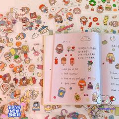 Set Sticker Vuông Dễ Thương - Bộ Trang Trí Sổ Tay, Laptop & Điện Thoại, Hình Nhân Vật Hoạt Hình Cute, Món Quà Nhỏ Xinh