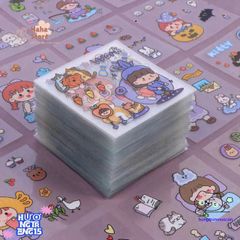 Set Sticker Vuông Dễ Thương - Bộ Trang Trí Sổ Tay, Laptop & Điện Thoại, Hình Nhân Vật Hoạt Hình Cute, Món Quà Nhỏ Xinh