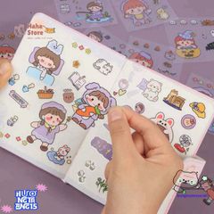 Set Sticker Vuông Dễ Thương - Bộ Trang Trí Sổ Tay, Laptop & Điện Thoại, Hình Nhân Vật Hoạt Hình Cute, Món Quà Nhỏ Xinh