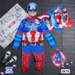 Bộ Đồ Siêu Nhân Halloween Cho Bé - Kèm Mặt Nạ 3D và Áo Choàng Thun Cotton Chất Lượng Cao
