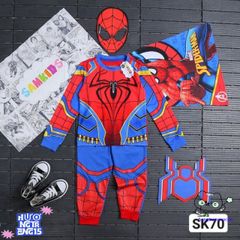 Bộ Đồ Siêu Nhân Halloween Cho Bé - Kèm Mặt Nạ 3D và Áo Choàng Thun Cotton Chất Lượng Cao