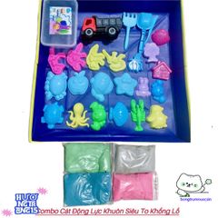 Combo Cát Động Lực 2kg - Bộ Đồ Chơi Siêu Đỉnh với Khuôn Khổng Lồ, Phao Vải và Phụ Kiện Đầy Đủ cho Bé Sáng Tạo và Vui Chơi