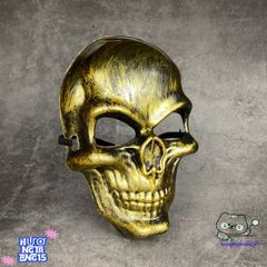 Khẩu Trang Đầu Lâu Vàng Ánh Kim - Mặt Nạ Hóa Trang Halloween Độc Đáo, Phụ Kiện Tiệm Cắt Tóc Nổi Bật