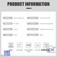 Kính Râm Yakult Unisex Thug Life - Thiết Kế Khảm Thời Trang, Chống UV400, Phụ Kiện Tiệc Tùng và Chụp Ảnh Chất Lừ