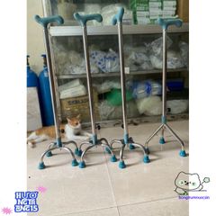 Gậy Tập Đi Inox Chất Lượng - Hỗ Trợ Phục Hồi, Lựa Chọn 3 hoặc 4 Chân, Điều Chỉnh Chiều Cao, Dễ Mang Theo - Hàng Việt Nam
