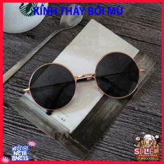 Kính Mát Tròn Thời Thượng Gọng Đen Vàng - Phong Cách Nobita Hợp Thời Trang Cho Bạn Trẻ - Kính Chống UV 0 Độ