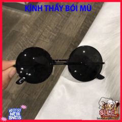 Kính Mát Tròn Thời Thượng Gọng Đen Vàng - Phong Cách Nobita Hợp Thời Trang Cho Bạn Trẻ - Kính Chống UV 0 Độ