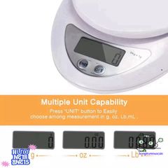 Cân Điện Tử Mini B05 - Cân Bánh Chính Xác 1g-5Kg với Màn Hình LCD - Tặng 2 Pin AAA - Dụng Cụ Nhà Bếp Tiện Lợi