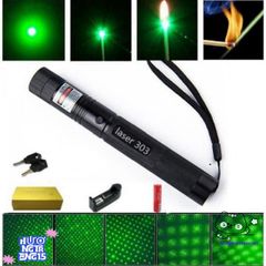 Đèn Laser 303 Độ Sáng Cao - Chiếu Xa 3 Km, Chống Nước, Thích Hợp Dùng Trong Du Lịch, Trình Chiếu, Công Trình, Với Pin Sạc Đi Kèm