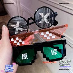 Kính Thug Life 6 Chấm Đa Sắc - Mắt Kính Phong Cách Minecraft Thời Trang Dành Cho Gamer