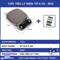 Cân Điện Tử Chính Xác 3KG & 5KG - Cân Bếp Tiện Lợi Tặng Kèm Pin - Đếm Sản Phẩm, Chế Độ Trở Bì, Thép Không Gỉ