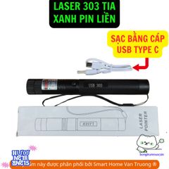 Bút Laser 303 Đèn Laze Xanh Lá - Đèn Học Tập và Giải Trí với Sạc USB-C Nhanh, Chiếu Tia Xa 1.5-2km