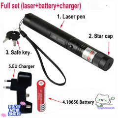 Bút laser 303 xanh đỏ, chiếu xa 3km - Đèn laze đa năng chống nước, dùng trong giảng dạy, du lịch và thuyết trình - Bao gồm pin sạc