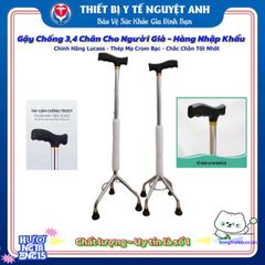 Gậy Chống Đỡ 4 Chân LUCASS B932 Inox Cao Cấp - Hỗ Trợ Di Chuyển An Toàn Cho Người Cao Tuổi, Phục Hồi Chức Năng