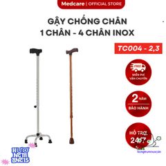 Gậy chống inox điều chỉnh chiều cao cho người già - Batoong 1 chân và 4 chân tiện dụng, hỗ trợ đi lại an toàn từ 67-87cm