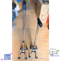 Gậy hỗ trợ inox 4 chân điều chỉnh độ cao - Dụng cụ đi lại cho người già, người ốm, phục hồi chức năng bền bỉ, phong cách.