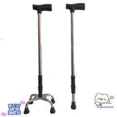 Gậy Chống Người Già 4 Chân Điều Chỉnh INOX - Thiết Bị Tập Đi An Toàn Dành Cho Người Cao Tuổi & Khuyết Tật