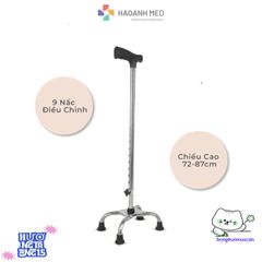 Gậy Chống 4 Chân Điều Chỉnh Cao Nhôm/Inox Bền Bỉ - Hỗ Trợ Đi Lại Cho Người Cao Tuổi, 63-88 cm