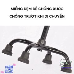 Gậy Chống 4 Chân Nhôm Điều Chỉnh 67-90cm - Hỗ Trợ Đi Lại Cho Người Cao Tuổi, An Toàn và Đáng Tin Cậy