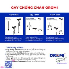 Gậy hỗ trợ đi lại đa năng 1-3-4 chân inox Oromi - Giải pháp an toàn và vững chắc cho người cao tuổi, dễ dàng mang theo