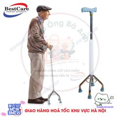 Gậy Đi Bộ 4 Chân BestCare - Gậy Tập Đi Hợp Kim Nhôm Cao Cấp Dành Cho Người Già An Toàn, Điều Chỉnh Chiều Cao, Bền Bỉ