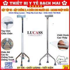 Gậy Tập Đi Lucass 3-4 Chân - Gậy Chống Trượt Điều Chỉnh Chiều Cao cho Người Già và Người Khuyết Tật