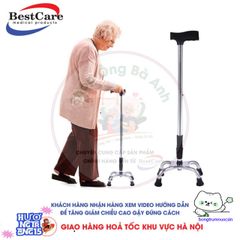 Gậy Đi Bộ 4 Chân Inox BestCare - Giải Pháp An Toàn Bền Bỉ Dành Cho Người Già và Người Khuyết Tật