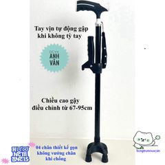 Gậy Chống 4 Chân Dành Cho Người Cao Tuổi GBM-023 - Chắc Chắn, Có Tay Vịn Để Đi Lại An Toàn hơn