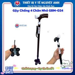 Gậy Hỗ Trợ 4 Chân GBM-024 - Gậy Chống Nghiêng An Toàn Cho Người Già, Điều Chỉnh Chiều Cao, Tay Cầm Bọc Cao Su Chắc Chắn