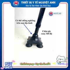 Gậy Hỗ Trợ 4 Chân GBM-024 - Gậy Chống Nghiêng An Toàn Cho Người Già, Điều Chỉnh Chiều Cao, Tay Cầm Bọc Cao Su Chắc Chắn