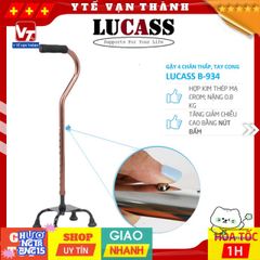 Gậy Đi Bộ Lucass B-934 - Gậy Chống Trơn Trượt 4 Chân Điều Chỉnh Chiều Cao Hỗ Trợ Đi Lại Cho Người Già & Khuyết Tật